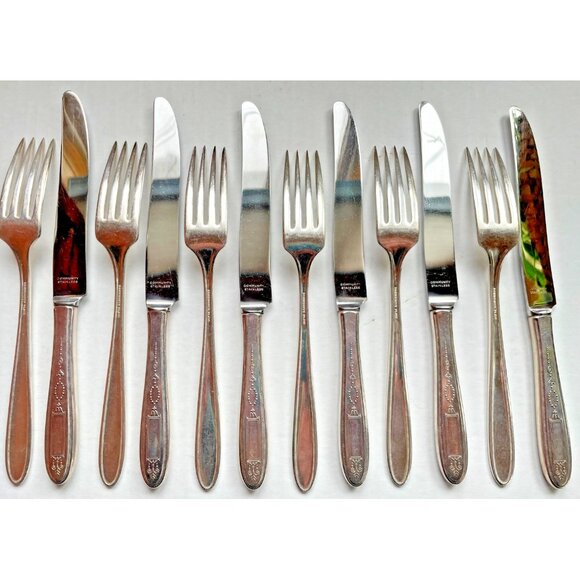 Vintage Oneida Grosvenor Community Dinner Forks & Knives 1921 Pattern 6 Service - Picture 6 of 6